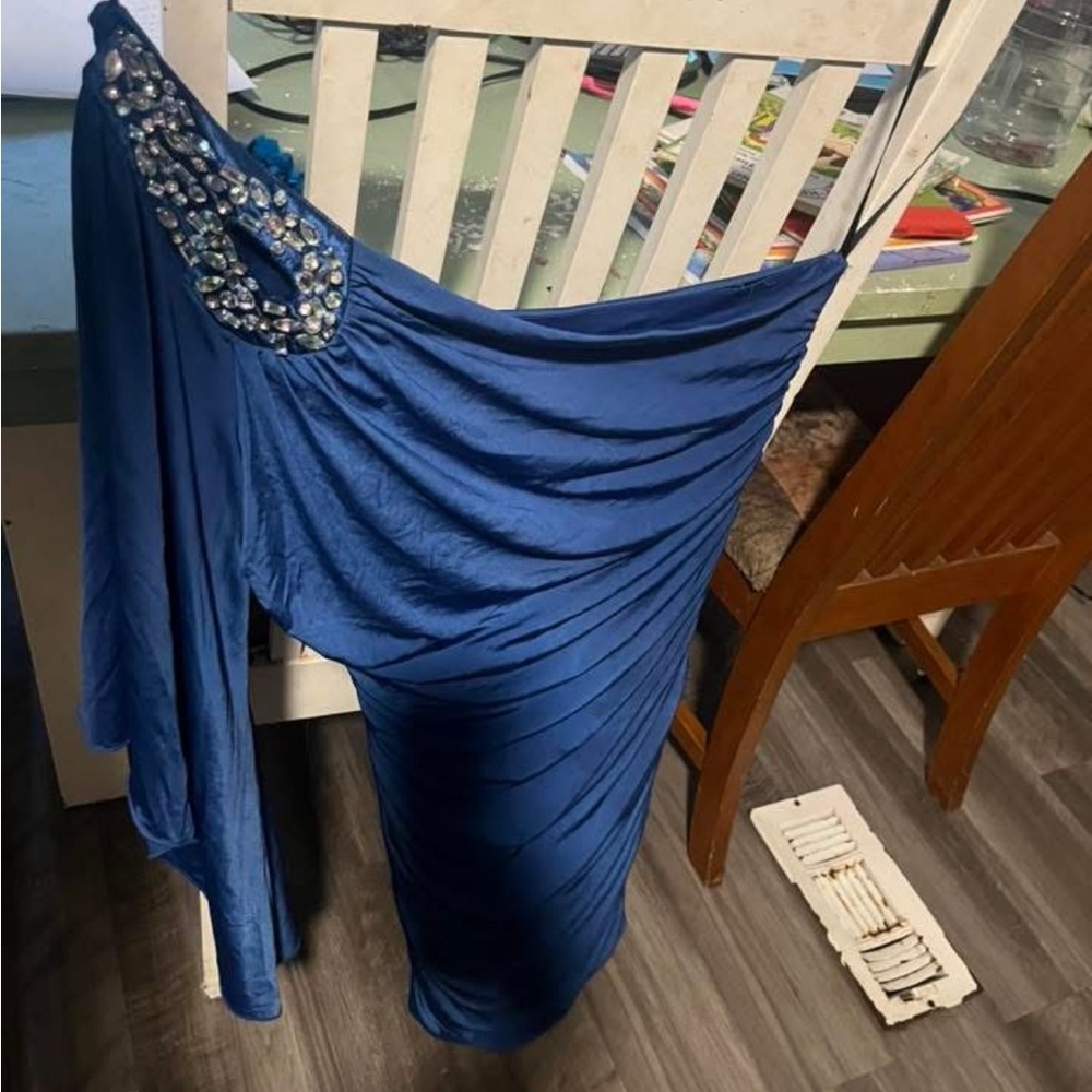 City Triangles Blue One-Shoulder Mini Dress